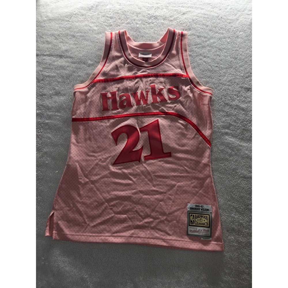 Mitchell & Ness Atlanta Hawks Dominique Wilkins 21 Pink Swingman Jersey Large